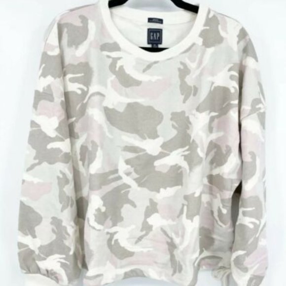 GAP Pink Camo Cropped Sweater - Picture 1 of 4